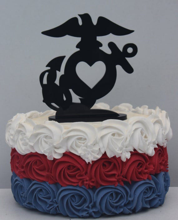 Marine Wedding Cakes
 Military USMC Marine Corps Heart Wedding Cake topper Groom