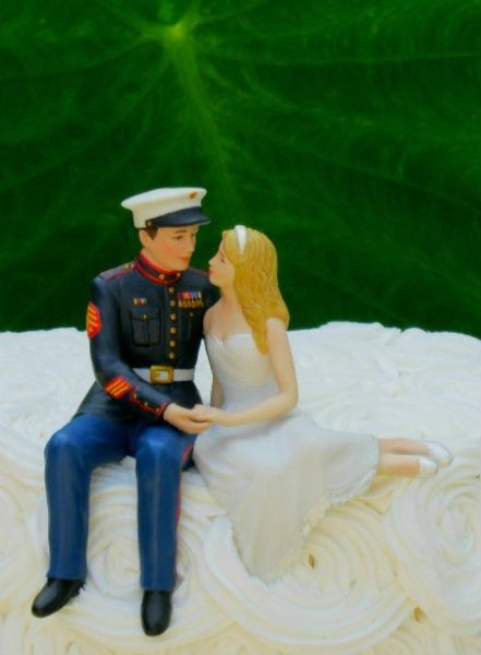 Marine Wedding Cakes
 Marine Wedding Cake Topper CUSTOM COLORS And Ethnic Skin