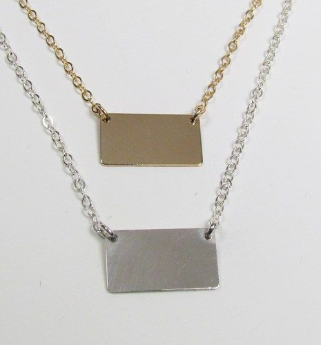 Mariska Hargitay Necklace
 Metal Name Plate Small Rectangle Square Necklace