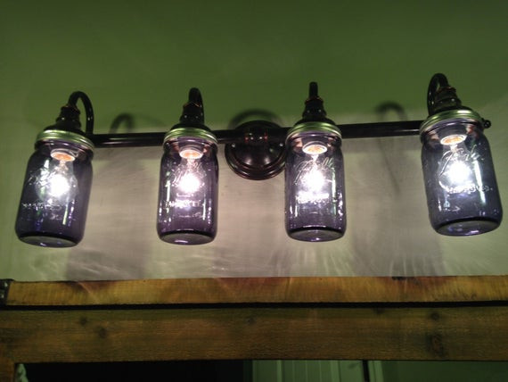 Mason Jar Bathroom Light Fixtures
 Mason Jar Lights Bathroom Lighting Vanity Lights Green