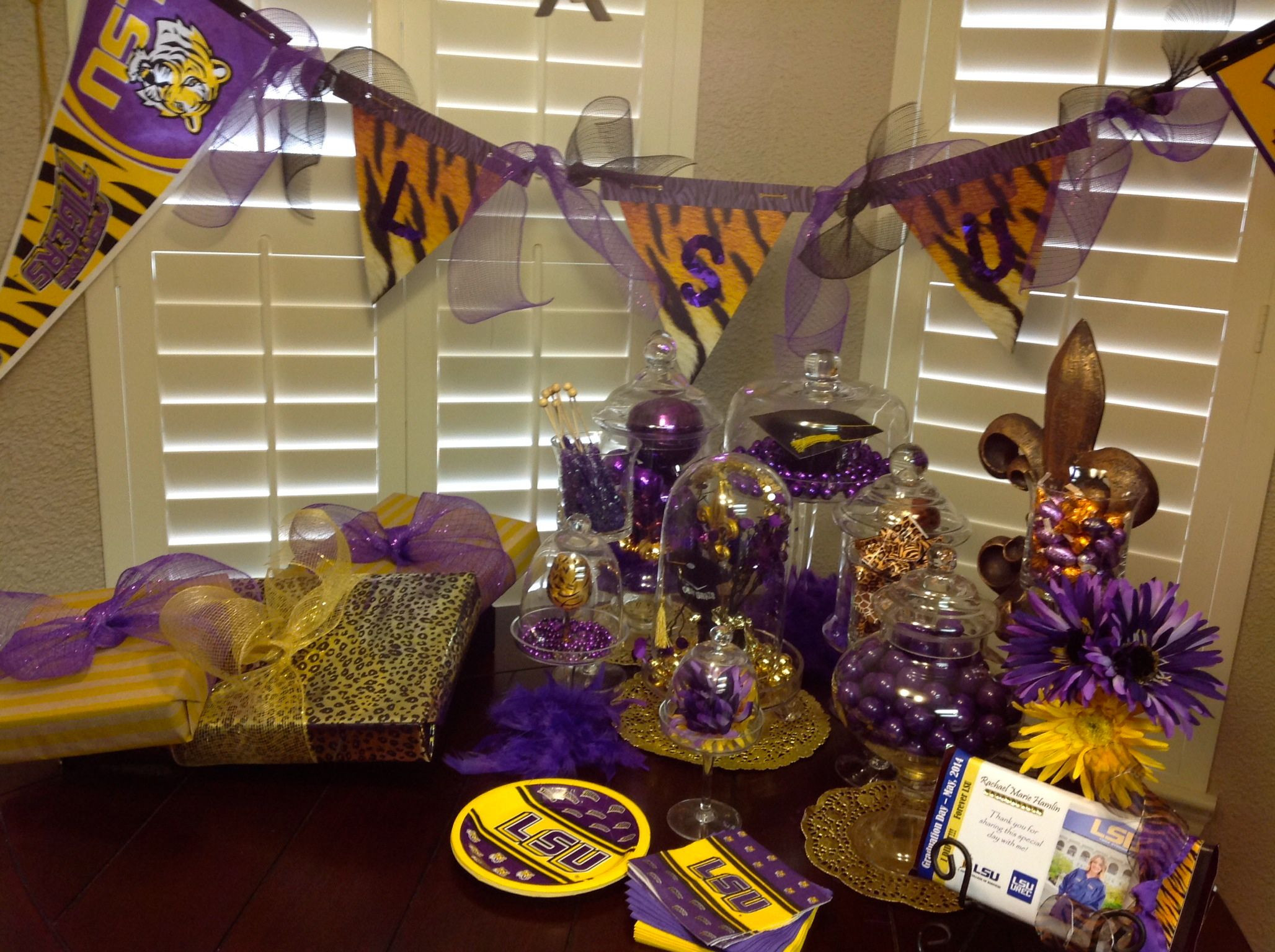 Masquerade Graduation Party Ideas
 LSU Party Table Decorations Geaux Tigers