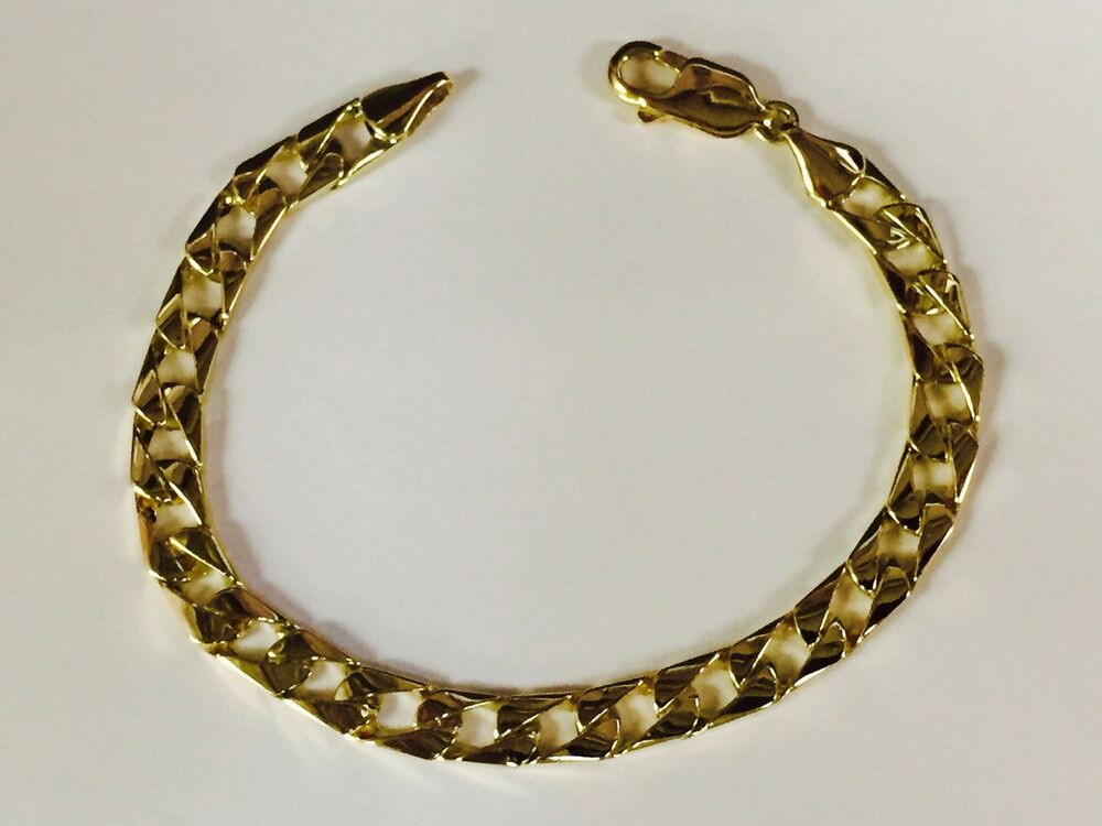 Mens 14k Gold Bracelets
 14k Solid Yellow Gold Men s Curb Link Bracelet 6 5 mm 19