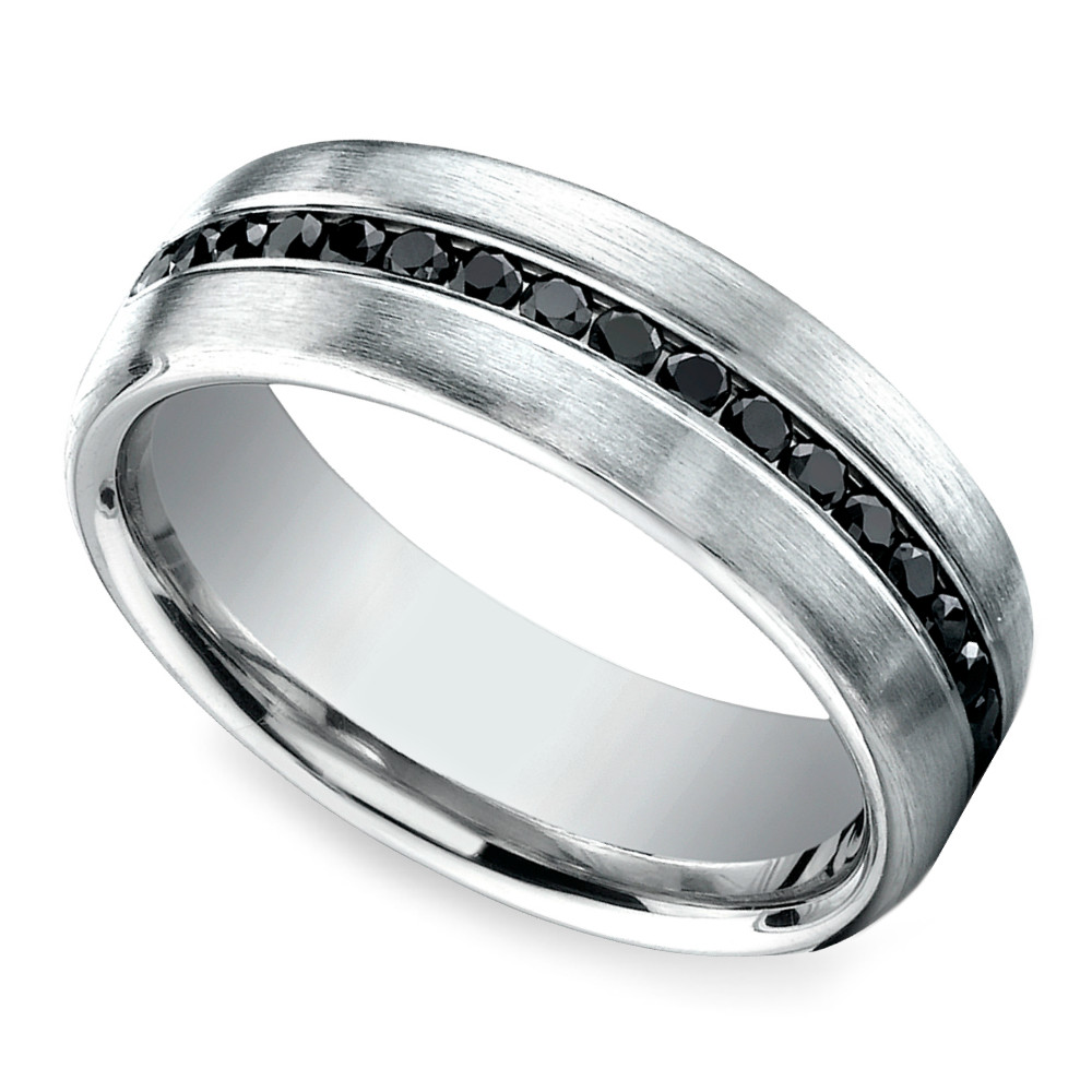 Mens Black Diamond Wedding Ring
 Channel Black Diamond Men s Wedding Ring in Platinum