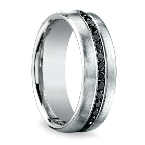 Mens Black Diamond Wedding Ring
 Channel Black Diamond Men s Wedding Ring in White Gold