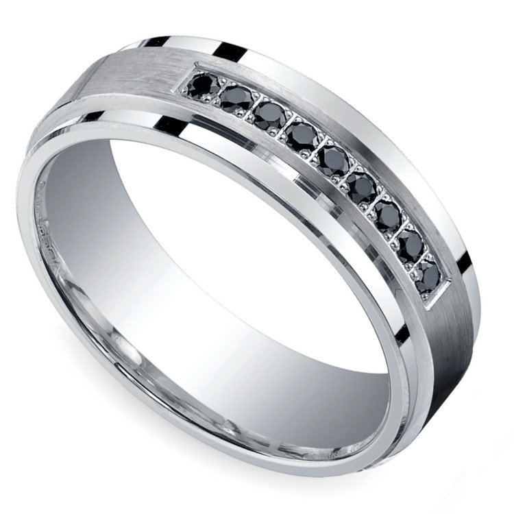 Mens Black Diamond Wedding Ring
 Black Diamond Men s Silver Wedding Ring