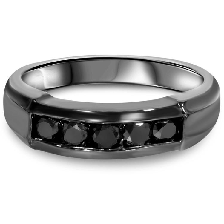 Mens Black Diamond Wedding Ring
 1 2CT Black Diamond Wedding Ring Black Gold Mens by Pompeii3
