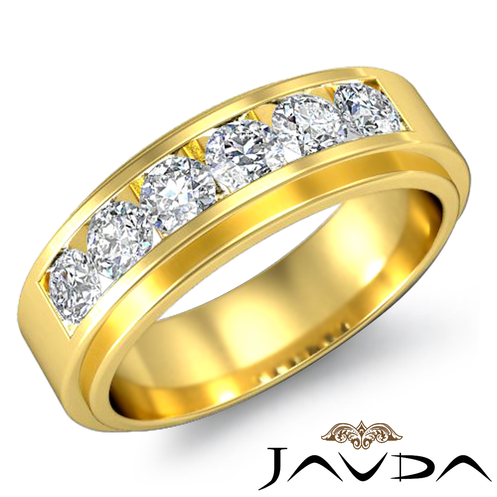 Mens Diamond Wedding Bands Yellow Gold
 Channel Set Diamond Mens Lustrous Wedding Band 18k Yellow