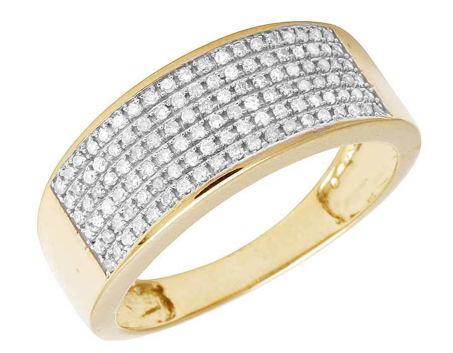 Mens Diamond Wedding Bands Yellow Gold
 Men s 10k Yellow Gold Pave Real Diamond Wedding Band Ring