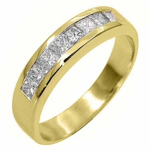 Mens Diamond Wedding Bands Yellow Gold
 MENS 1 CARAT PRINCESS SQUARE CUT DIAMOND RING WEDDING BAND