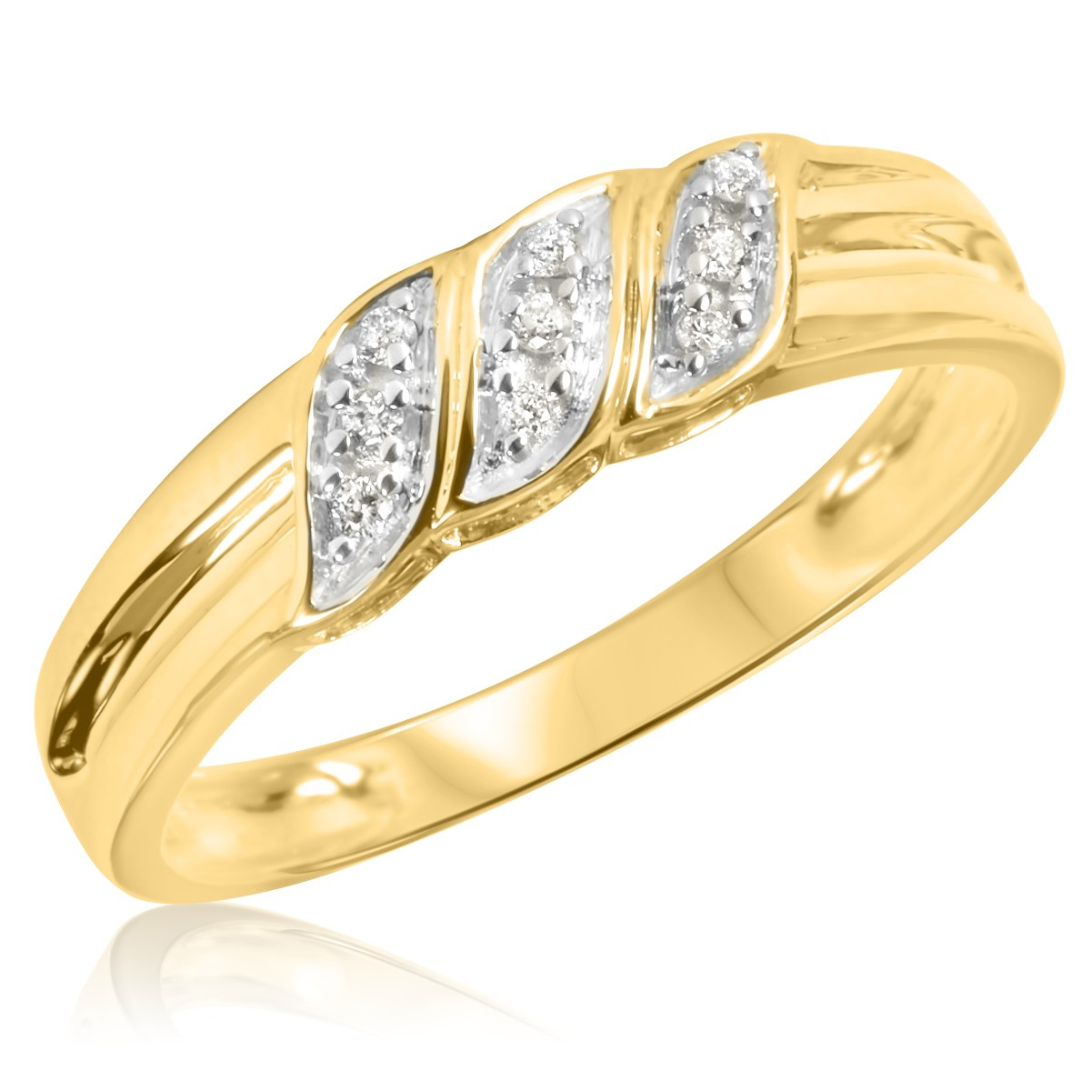 Mens Diamond Wedding Bands Yellow Gold
 1 10 Carat T W Diamond Men s Wedding Ring 10K Yellow Gold
