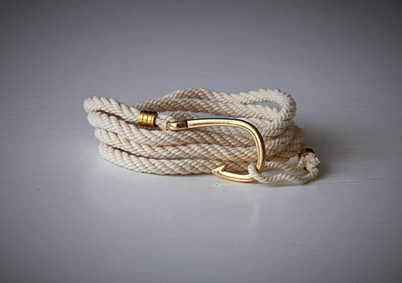 Mens Hook Bracelet
 Fish hook bracelet Men s wrap bracelet sea bracelet by