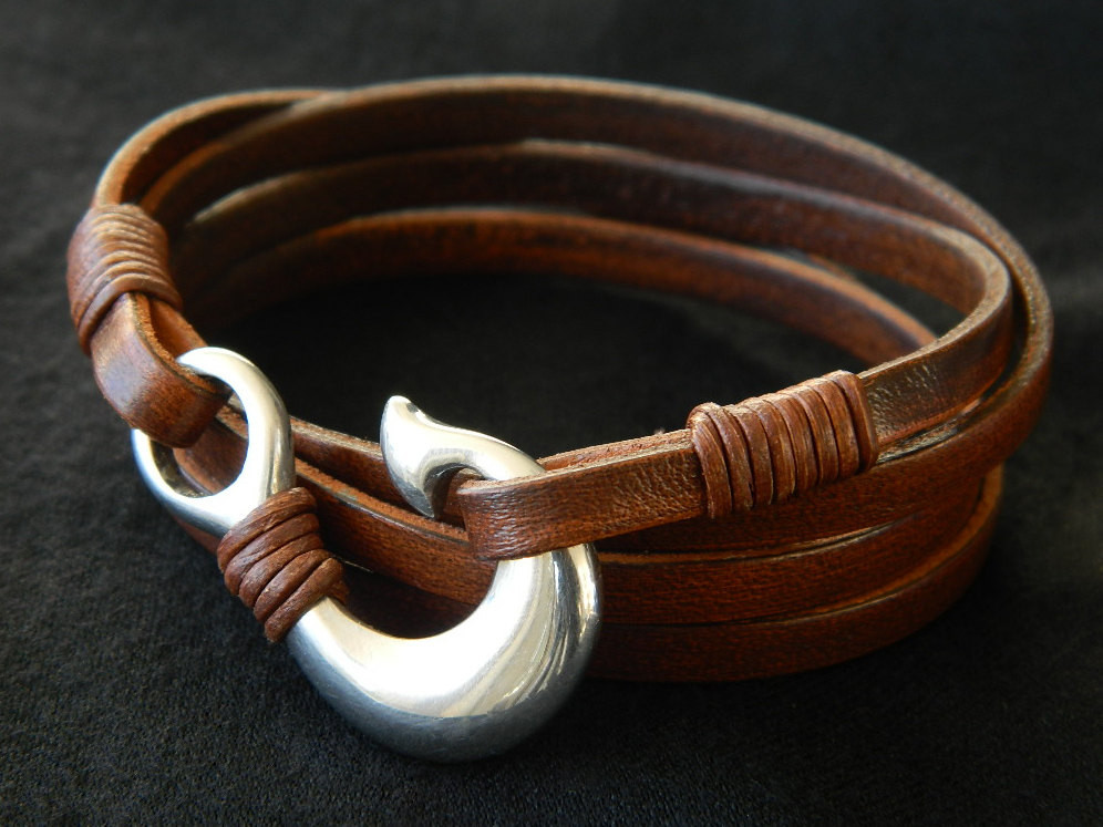 Mens Hook Bracelet
 womens leather bracelet womens jewelry mens bracelet fish hook
