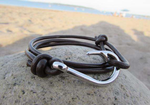 Mens Hook Bracelet
 Mens leather bracelet Leather Fish Hook by NorthHookSupplyCo