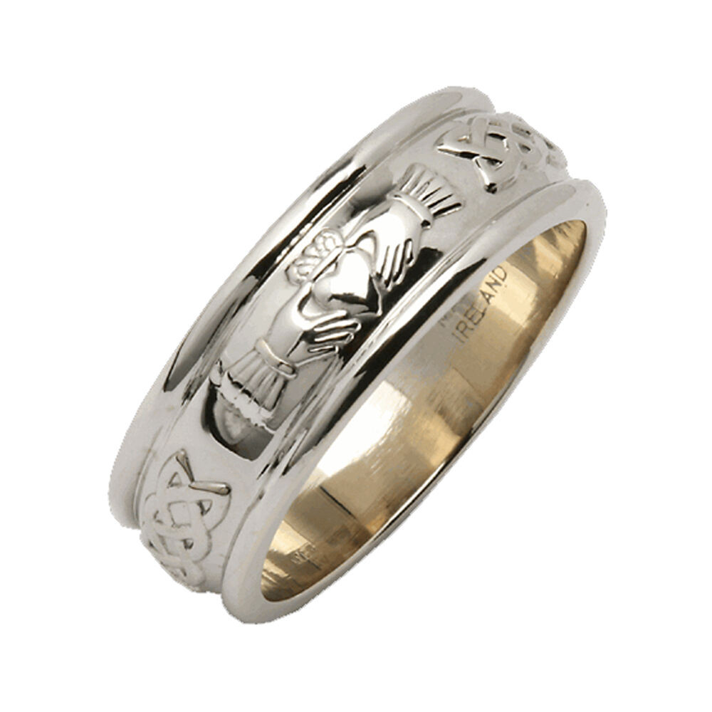 Mens Irish Wedding Rings
 Mens Wide Rounded Claddagh Irish Wedding Ring Silver Irish