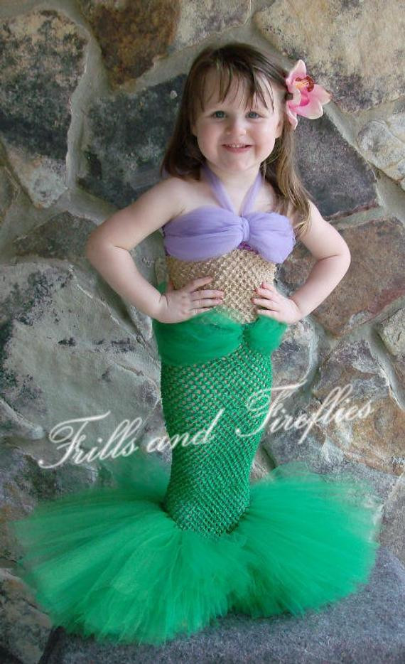 Mermaid Hair For Kids
 Items similar to Little Mermaid Tutu Costume Set w Flower
