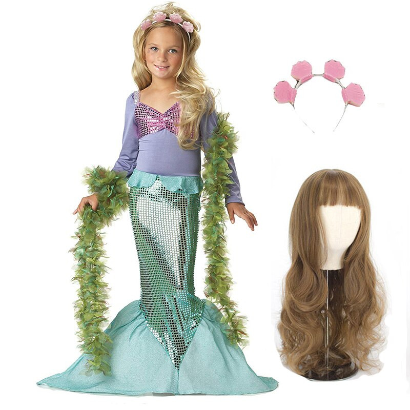 Mermaid Hair For Kids
 Pearl Diary Girls Mermaid Costume For Kids Swimmable