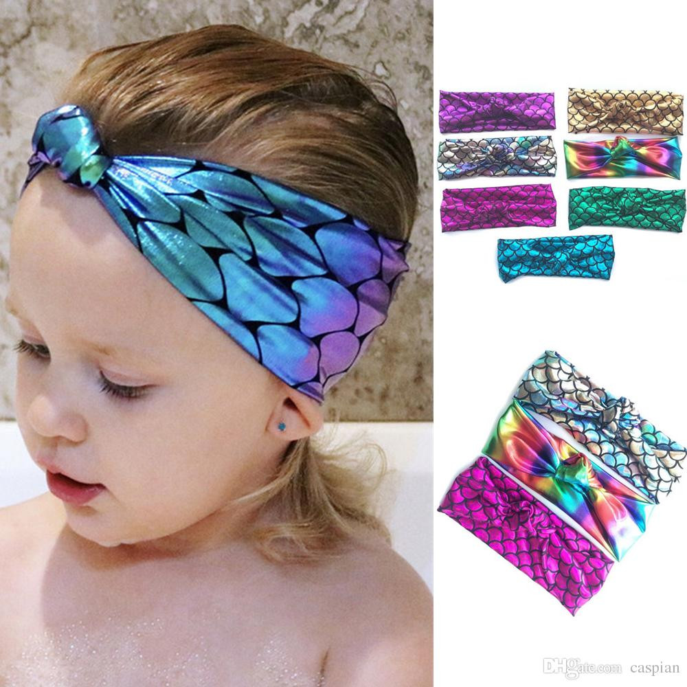 Mermaid Hair For Kids
 Children Baby Turban Knotted Mermaid Headband Colorful