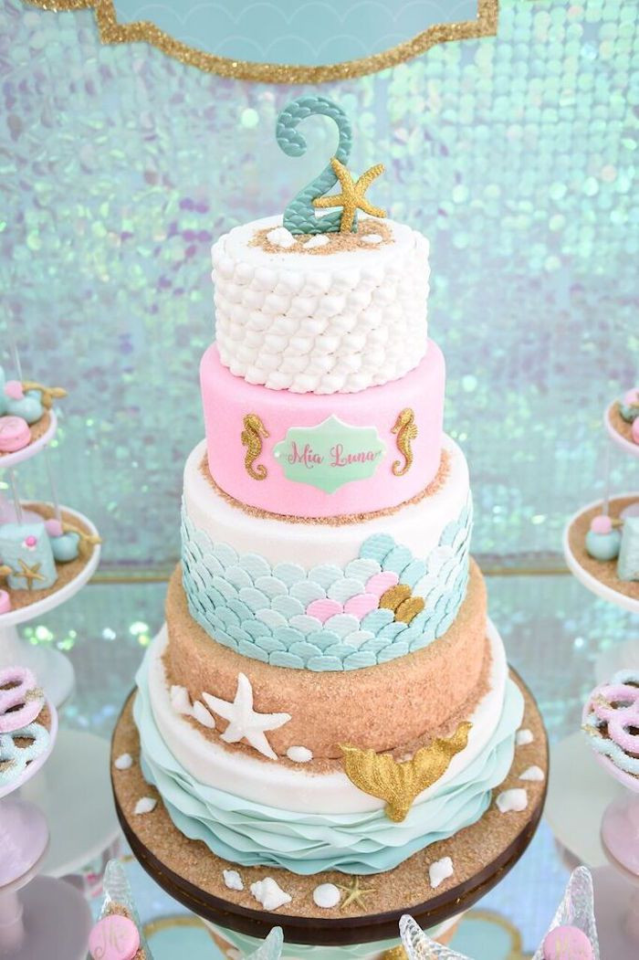 Mermaid Party Ideas 4 Year Old
 Cake from a Mermaid Oasis Themed Birthday Party via Kara s