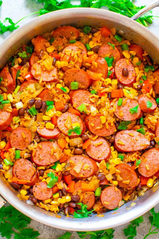 Mexican Rice And Beans Recipe
 15 Minute Mexican Sausage Black Beans and Rice Skillet