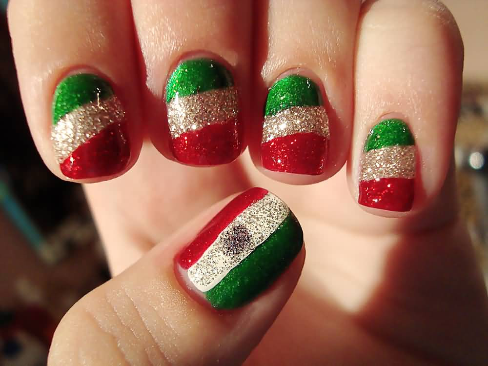 mexican flag nail design
