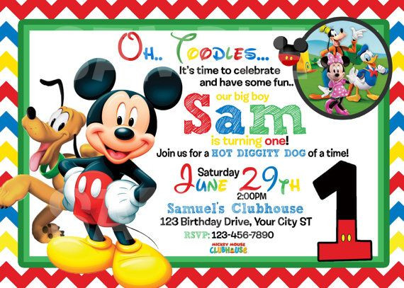 Mickey Mouse Birthday Invitation
 Mickey Mouse 1st Birthday Invitations