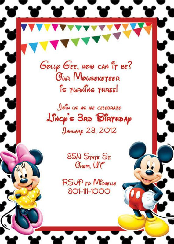 Mickey Mouse Printable Birthday Invitations
 Items similar to Mickey Mouse Printable Birthday Party