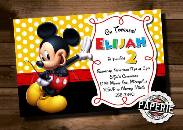 Mickey Mouse Printable Birthday Invitations
 Mickey Mouse Invitation Template – 23 Free PSD Vector