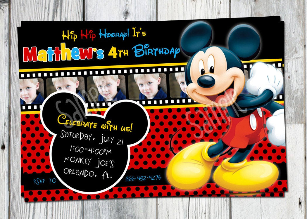 Mickey Mouse Printable Birthday Invitations
 Mickey Mouse Birthday Invitation Printable Boys Personalized