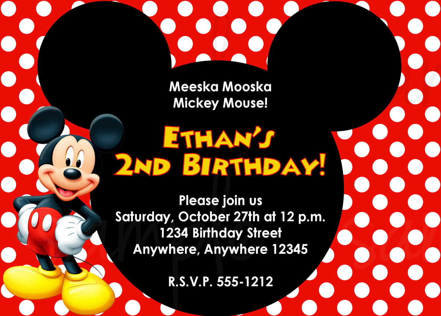 Mickey Mouse Printable Birthday Invitations
 Mickey Mouse Birthday Invitation