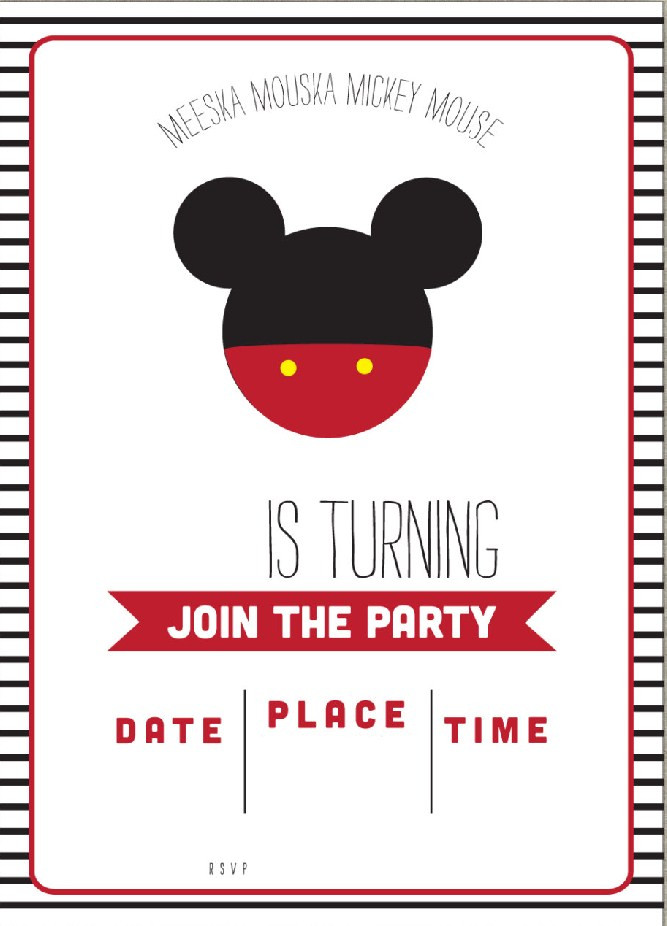 Mickey Mouse Printable Birthday Invitations
 Free Simple Mickey Mouse Head Invitation Template