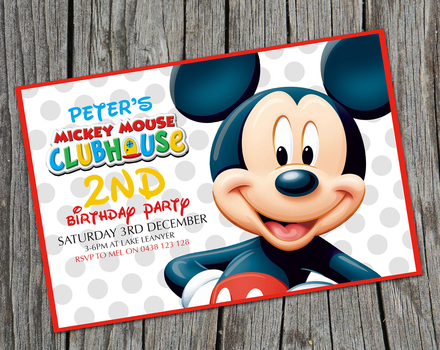 Mickey Mouse Printable Birthday Invitations
 Kids Birthday Invitation Mickey Mouse by EmbellisheDesigns