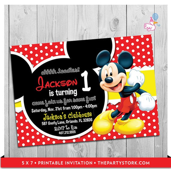 Mickey Mouse Printable Birthday Invitations
 Mickey Mouse Party Invitations printable boy 1st birthday