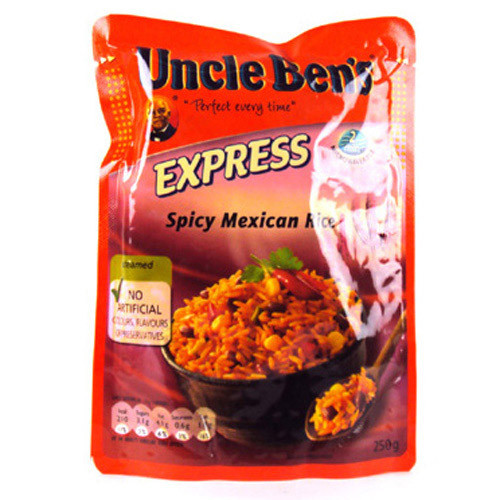 Microwave Mexican Rice
 Uncle Bens Express Spicy Mexican Rice Delivered