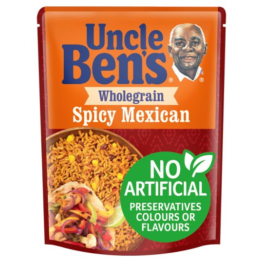 Microwave Mexican Rice
 Uncle Bens Microwave Wholegrain Spicy Mexican Rice 250G