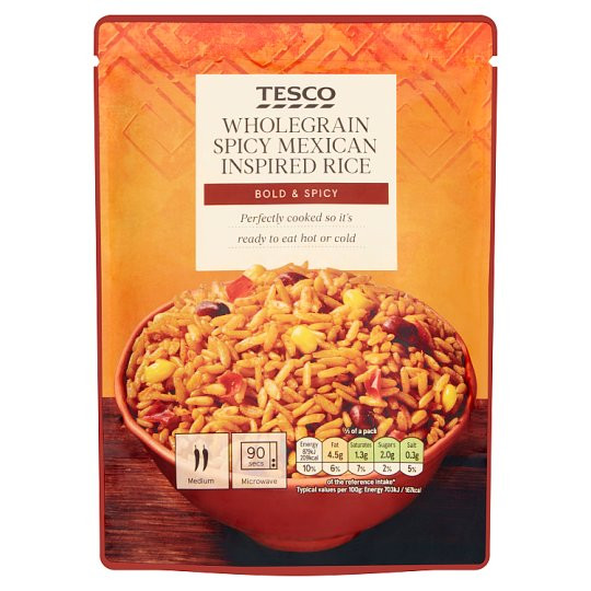 Microwave Mexican Rice
 Tesco Microwave Mexican Style Brown Rice 250G Tesco