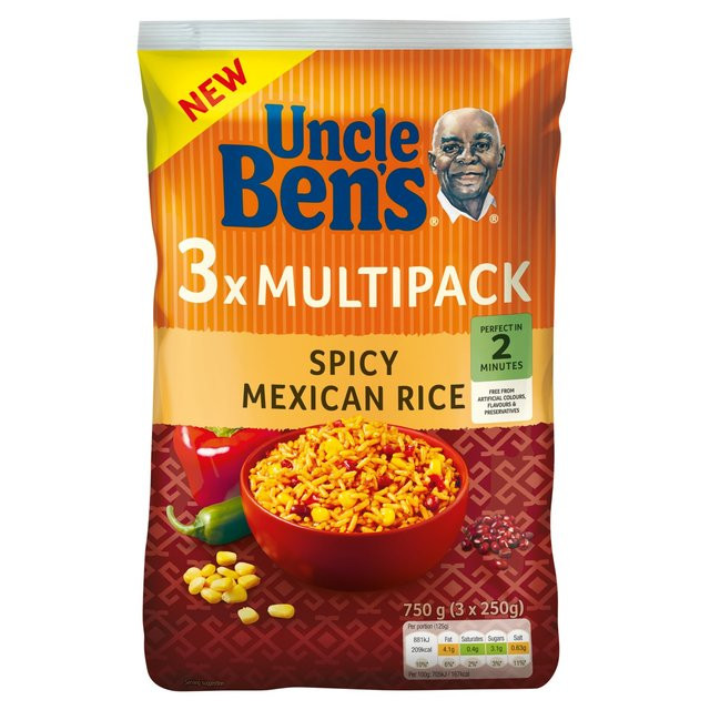 Microwave Mexican Rice
 Uncle Bens Spicy Mexican Microwave Rice 3 x 250g from Ocado