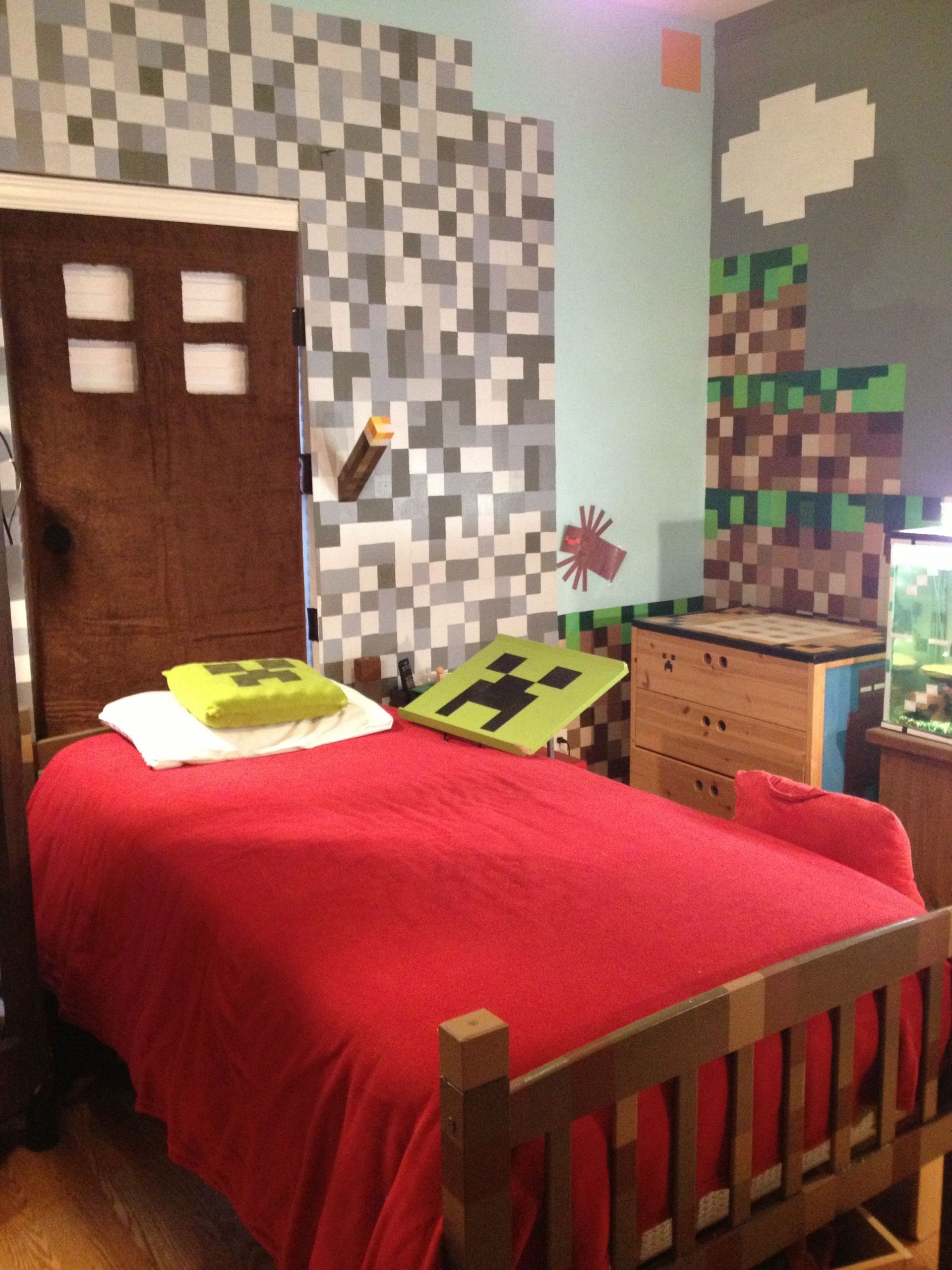 Minecraft Kids Room
 Minecraft bedroom Could do pixel walls with vinyl