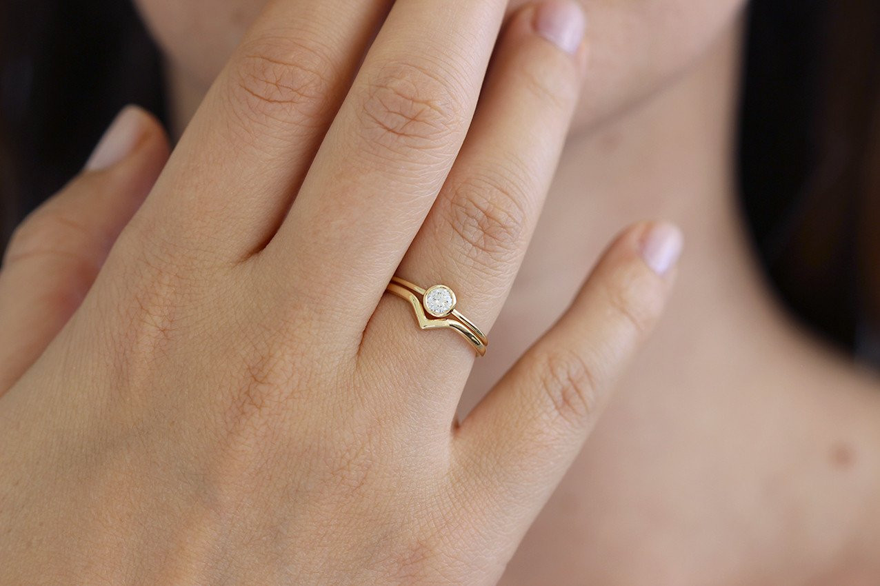 Minimalist Wedding Rings
 Minimalist Wedding Ring Set with 0 2 Carat Diamond – ARTEMER