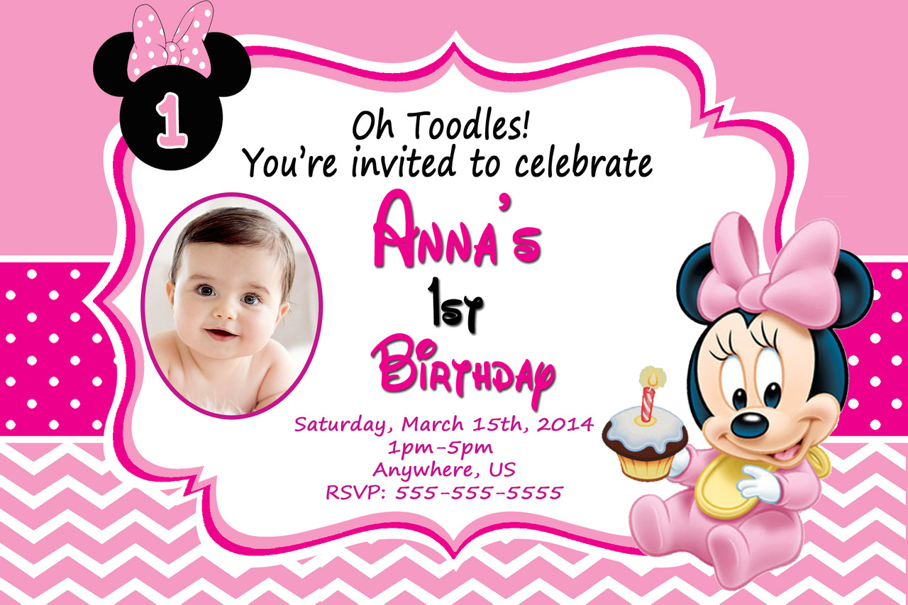 Minnie Mouse 1st Birthday Personalized Invitations
 Baby Minnie Mouse 1st Birthday Invitations
