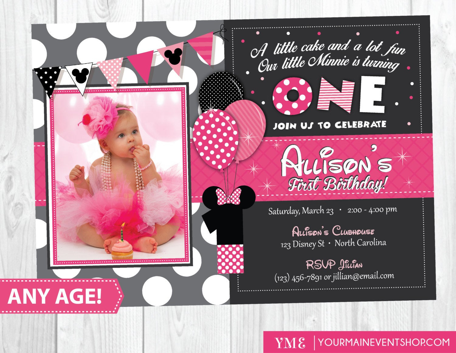 Minnie Mouse 1st Birthday Personalized Invitations
 Minnie Mouse Birthday Invitation Minnie Mouse Inspired