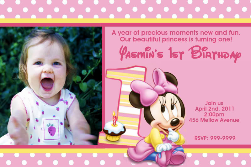 Minnie Mouse 1st Birthday Personalized Invitations
 Minnie Mouse 1st Birthday Invitations Ideas – Bagvania