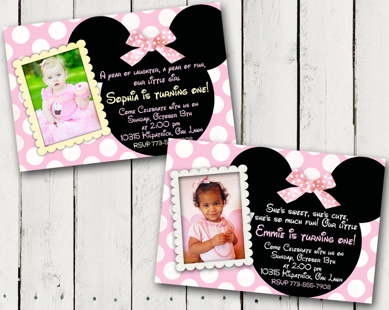 Minnie Mouse 1st Birthday Personalized Invitations
 Baby Minnie Mouse 1st Birthday Party Invitations