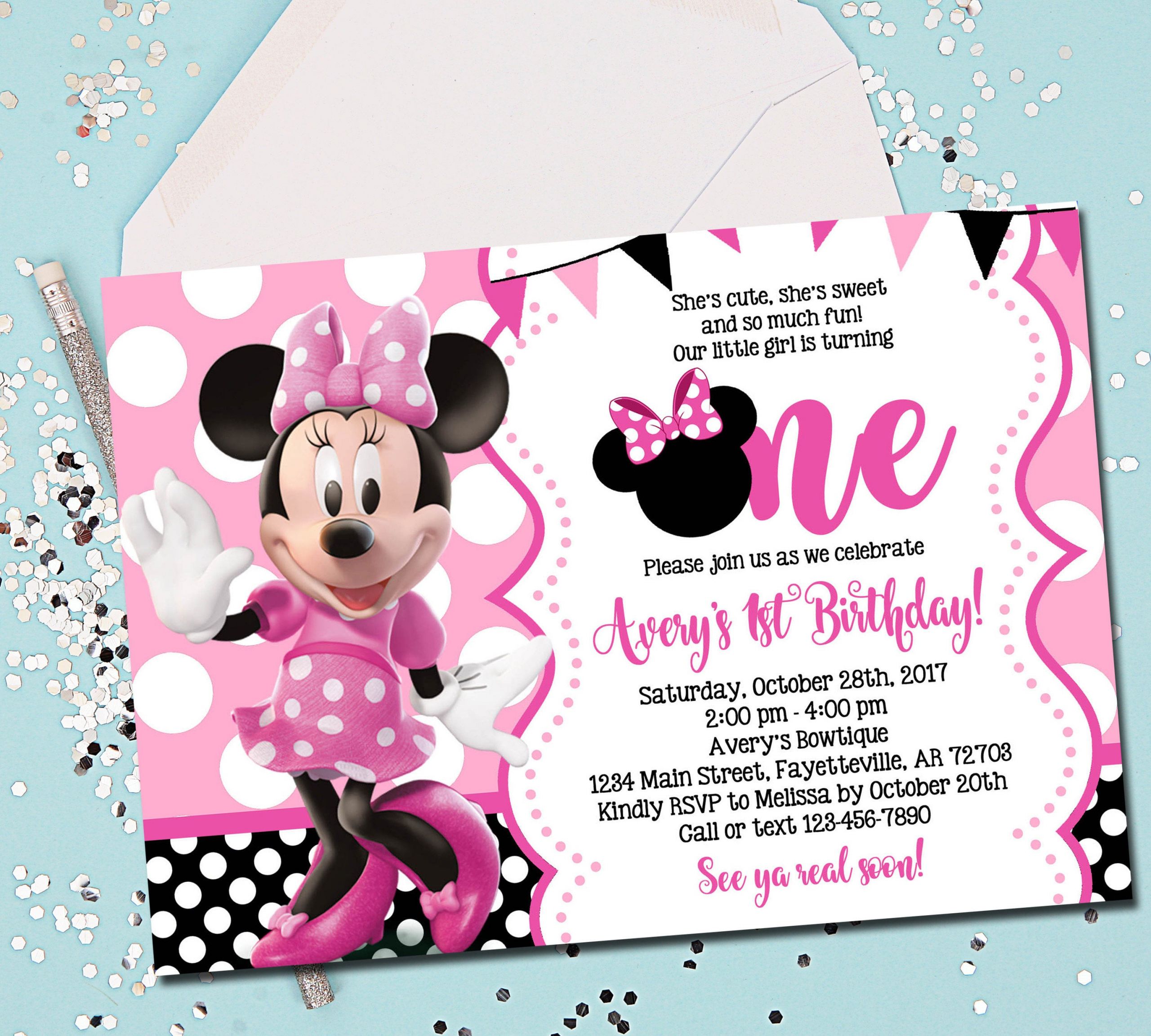 Minnie Mouse 1st Birthday Personalized Invitations
 MINNIE MOUSE INVITATION Minnie Mouse Birthday Invitation