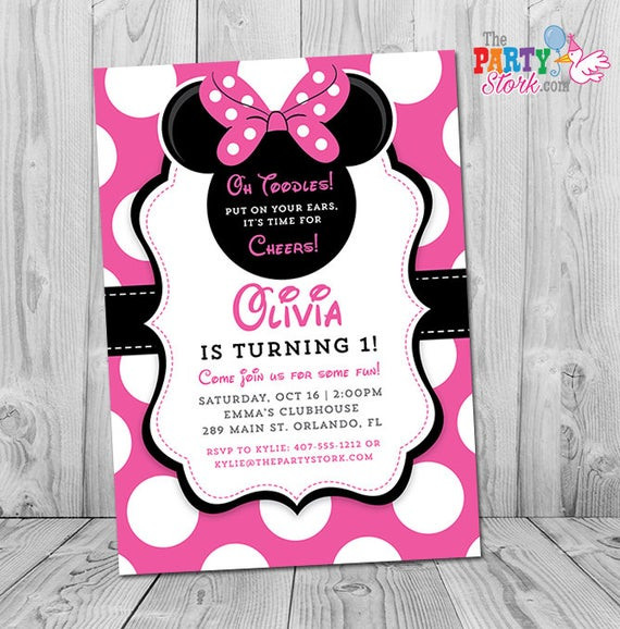 Minnie Mouse 1st Birthday Personalized Invitations
 Minnie Mouse 1st Birthday Invitations Printable Girls Party