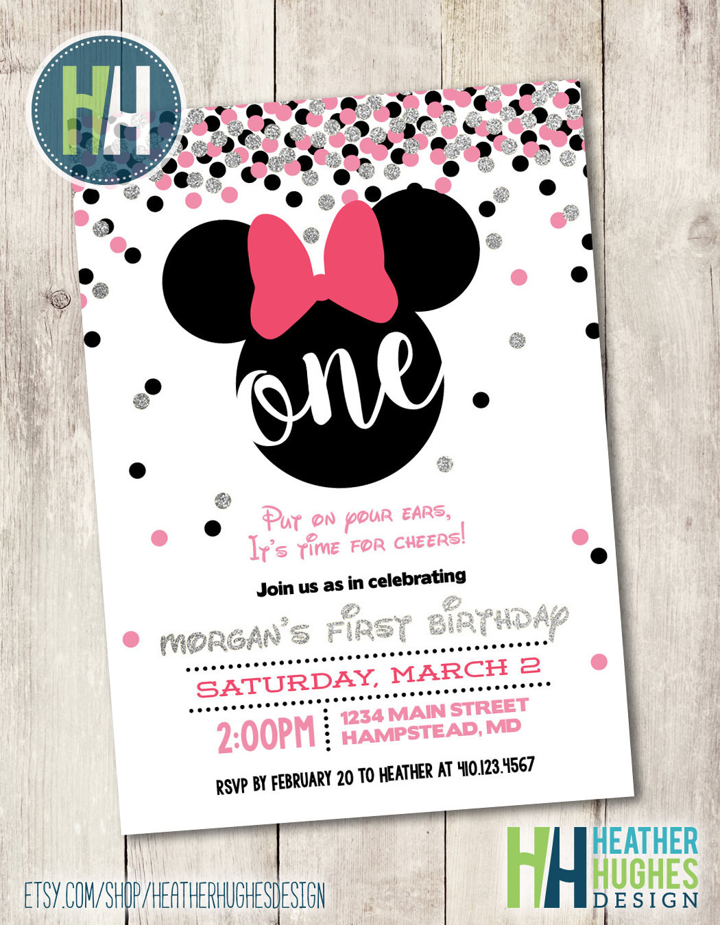 Minnie Mouse 1st Birthday Personalized Invitations
 minnie mouse first birthday invite girl 1st by