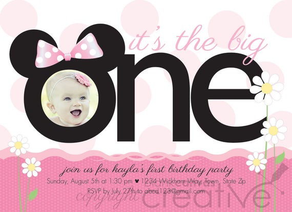 Minnie Mouse 1st Birthday Personalized Invitations
 First Birthday Invitation Minnie Mickey Mouse 1st Birthday