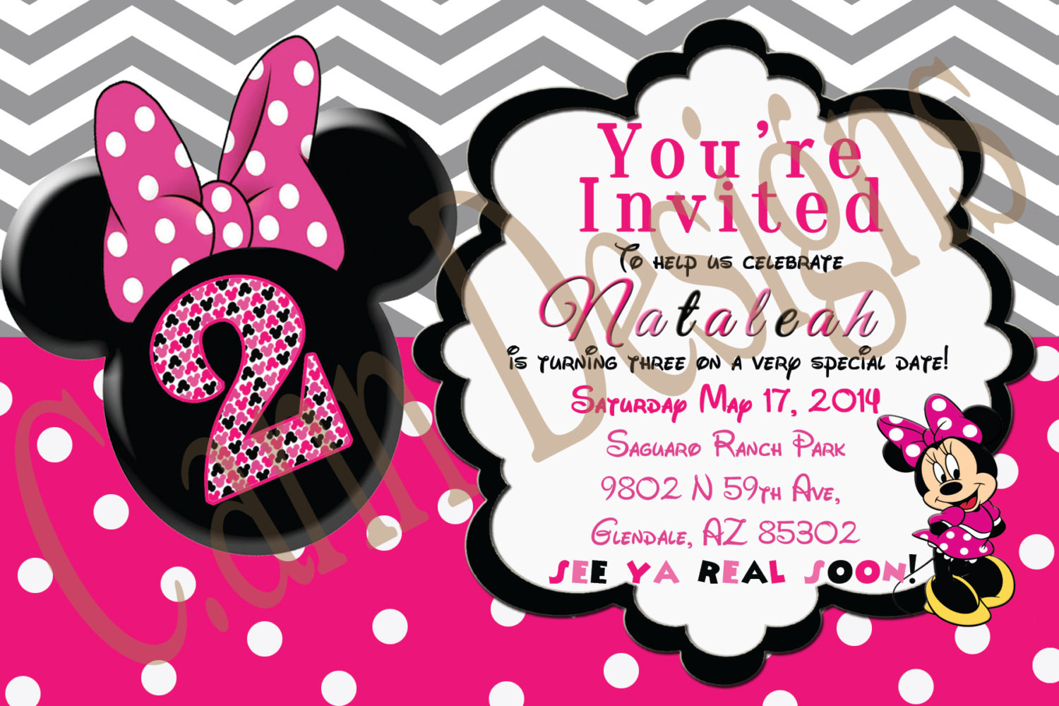 Minnie Mouse Birthday Invitations Personalized
 Minnie Mouse 2nd Birthday invitations
