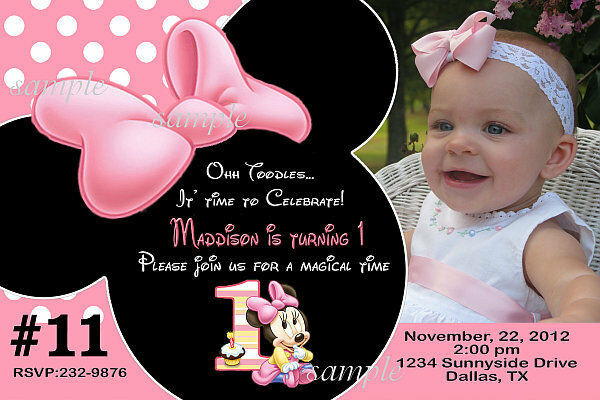 Minnie Mouse Birthday Invitations Personalized
 Baby Minnie Mouse Personalized Birthday Invitations
