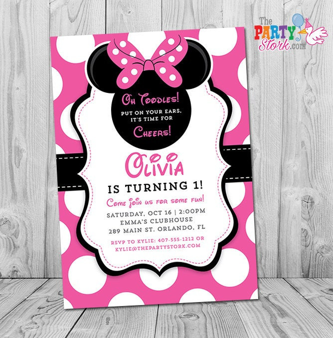 Minnie Mouse Birthday Invitations Personalized
 Minnie Mouse 1st Birthday Invitations Printable Girls Party