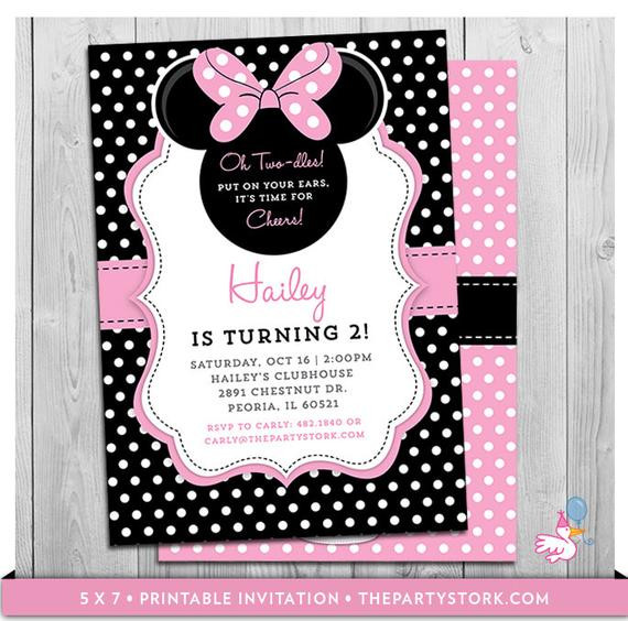Minnie Mouse Birthday Invitations Personalized
 Minnie Mouse Birthday Invitations Printable Oh Twodles Party